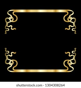 Isolated vector illustration. Vintage decor or rectangular frame with two ornate ribbons.