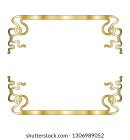 Isolated vector illustration. Vintage decor or rectangular frame with two ornate ribbons.