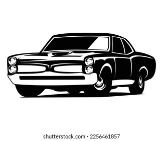  isolated vector illustration of a vintage muscle car viewed from the side. Best for badge, icon and sticker design. available in eps 10.