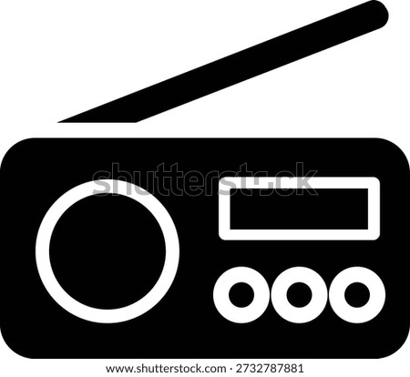 Isolated vector illustration of a vintage retro radio icon and stereo boombox symbol featuring a digital audio button design on a white background