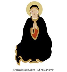 Isolated vector illustration. Virgin Mary. Christian female saint. 