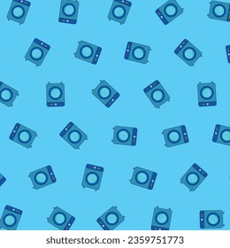 Isolated Vector Illustration of a Washing Machine Pattern, Presented on a Blue Background