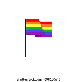 Isolated vector illustration. Waving flag of LGBT. Tolerance and love theme.