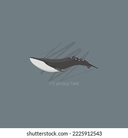 An isolated vector illustration of a whale in scandinavian colors. Underwater world, Marine life. World whale day