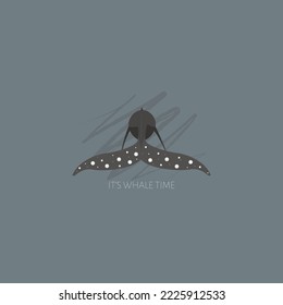 An isolated vector illustration of a whale tail in scandinavian colors. Whale from the back. Underwater world, Marine life. Save the ocean. World whale day