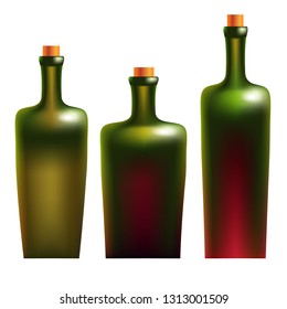 isolated vector illustration with wine bottle different forms