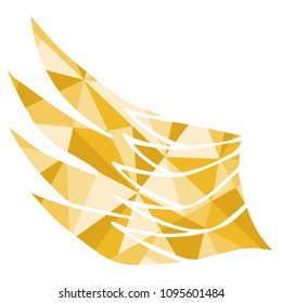 Isolated Vector Illustration Yellow Polygon Geometric of Wing. Flat, Icon, Sign, Logo, Symbol, Object, Graphic Design, Element, Background, Print.