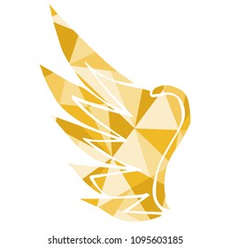 Isolated Vector Illustration Yellow Polygon Geometric of Wing. Flat, Icon, Sign, Logo, Symbol, Object, Graphic Design, Element, Background, Print.