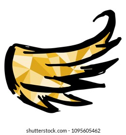 Isolated Vector Illustration Yellow Polygon Geometric of Wing. Flat, Icon, Sign, Logo, Symbol, Object, Graphic Design, Element, Background, Print.