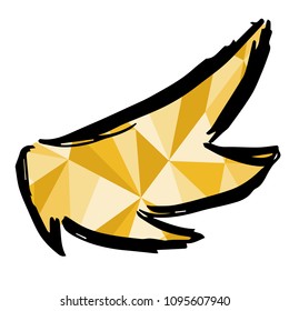 Isolated Vector Illustration Yellow Polygon Geometric of Wing. Flat, Icon, Sign, Logo, Symbol, Object, Graphic Design, Element, Background, Print.