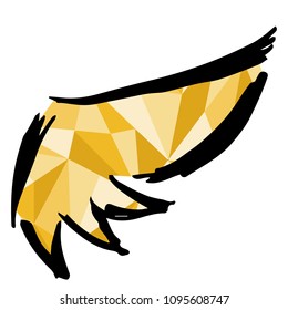 Isolated Vector Illustration Yellow Polygon Geometric of Wing. Flat, Icon, Sign, Logo, Symbol, Object, Graphic Design, Element, Background, Print.