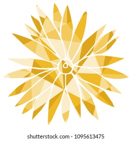 Isolated Vector Illustration Yellow Polygon Geometric of Flowers. Flat, Icon, Sign, Logo, Symbol, Object, Graphic Design, Element, Background, Print.