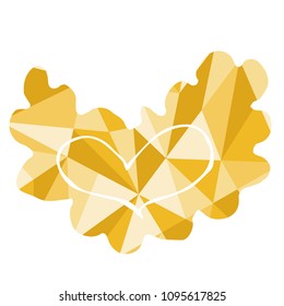 Isolated Vector Illustration Yellow Polygon Geometric of Heart Cloud. Flat, Icon, Sign, Logo, Symbol, Object, Graphic Design, Element, Background, Print.