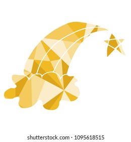 Isolated Vector Illustration Yellow Polygon Geometric of Cloud Rainbow Star. Flat, Icon, Sign, Logo, Symbol, Object, Graphic Design, Element, Background, Print.