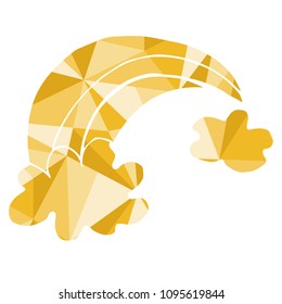 Isolated Vector Illustration Yellow Polygon Geometric of Cloud Rainbow. Flat, Icon, Sign, Logo, Symbol, Object, Graphic Design, Element, Background, Print.