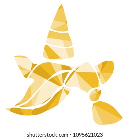 Isolated Vector Illustration Yellow Polygon Geometric of Unicorn. Flat, Icon, Sign, Logo, Symbol, Object, Graphic Design, Element, Background, Print.
