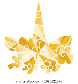 Isolated Vector Illustration Yellow Polygon Geometric of Unicorn. Flat, Icon, Sign, Logo, Symbol, Object, Graphic Design, Element, Background, Print.