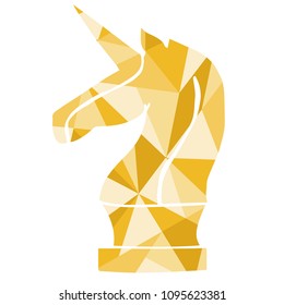 Isolated Vector Illustration Yellow Polygon Geometric of Unicorn. Flat, Icon, Sign, Logo, Symbol, Object, Graphic Design, Element, Background, Print.