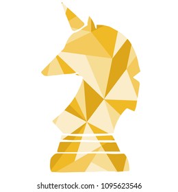 Isolated Vector Illustration Yellow Polygon Geometric of Unicorn. Flat, Icon, Sign, Logo, Symbol, Object, Graphic Design, Element, Background, Print.