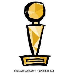 Isolated Vector Illustration Yellow Polygon Geometric of Trophy. Flat, Icon, Sign, Logo, Symbol, Object, Graphic Design, Element, Background, Print.