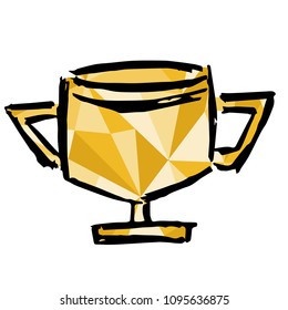 Isolated Vector Illustration Yellow Polygon Geometric of Trophy. Flat, Icon, Sign, Logo, Symbol, Object, Graphic Design, Element, Background, Print.