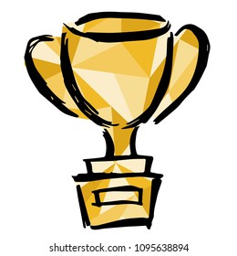 Isolated Vector Illustration Yellow Polygon Geometric of Trophy. Flat, Icon, Sign, Logo, Symbol, Object, Graphic Design, Element, Background, Print.