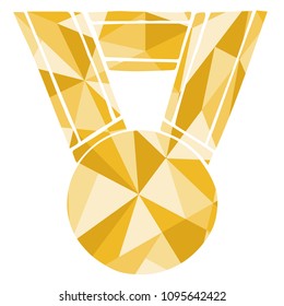 Isolated Vector Illustration Yellow Polygon Geometric of Medal. Flat, Icon, Sign, Logo, Symbol, Object, Graphic Design, Element, Background, Print.