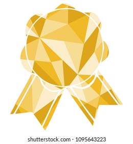 Isolated Vector Illustration Yellow Polygon Geometric of Medal. Flat, Icon, Sign, Logo, Symbol, Object, Graphic Design, Element, Background, Print.