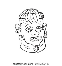 Ilustración vectorial aislada del hombre joven. Icono de línea delgada para diseño, cubierta, etc.	