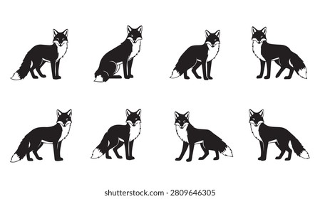 Isolated vector illustrations of vulpine creatures. This graphic element is perfect for editorial content or branding in the nature or wildlife sectors.