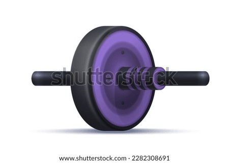 Isolated vector image of ab roller or gym wheel. Illustration of workout equipment, athletic or fitness, gymnastic instrument for abs and bodybuilding. Physical training and gym press exercise theme.