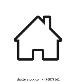Isolated vector image of black house on dark background in a flat style. Icon home. Simple apartment. Maisonette with entrance and chimney. Entrance to the building. Login. house object. JPEG logo EPS