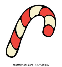 Isolated Vector image of candy cane hand drawn doodle