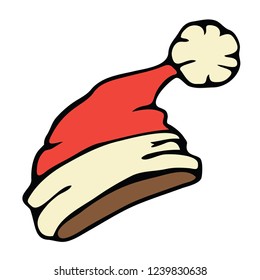 Isolated Vector image of caps of Santa Claus hand drawn doodle
