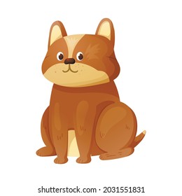Isolated vector image of a cute cartoon sitting pooch dog.