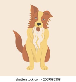 Isolated vector image of a dog on a light background. Pet. Hand drawing in flat style with line.