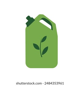 Imagen de Vector aislada de la bombona de combustible verde. Ilustración sobre un tema ecológico sobre la protección del medio ambiente. Dibujos animados estilo plano simple.