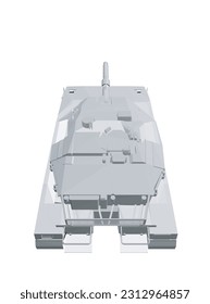Isolated vector image for military concepts. Military tank. Military equipment. Blueprint of realistic tank. Industrial drawing. War vehicle in polygonal style. Vector illustration. 3D..