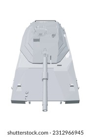 Isolierte Vektorgrafik für militärische Konzepte. Militärtank. Militärausrüstung. Konzept eines realistischen Panzers. Industrielle Zeichnung. Kriegsfahrzeug im polygonalen Stil. Vektorgrafik. 3D..