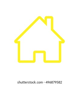 Isolated vector image of yellow house on dark background in a flat style. Icon home. Simple apartment. Maisonette with entrance and chimney. Entrance to the building. Login. house object.JPEG logo EPS