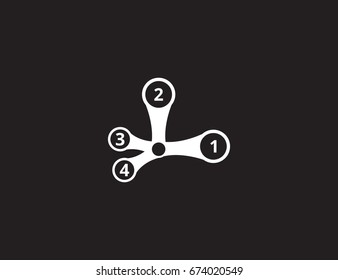 Isolated vector infographics. The sign was created in a simple style and depicts the four points, combined with each other
