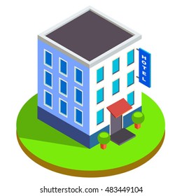 isolated vector isometric hotel building 