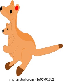 Isolated Vector Of Kangaroo Mother And Child
