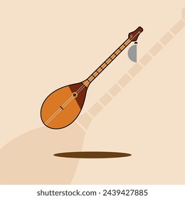 isolated vector of kazakh music instrument dombra