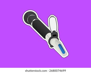 Isolated vector of laboratory refractometer with eyepiece and prism. Used in scientific research and food testing