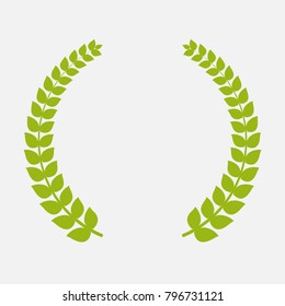 Isolated vector laurel wreath on circle area. Modern illustration. Flat health green nature organic planet earth pictogram royal romantic icons symbols template high quality award winner golden
