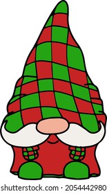 Isolated vector little garden winter holiday fantasy gnomes. Magic dwarf with funny hat. Christmas and new year decoration