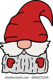 Isolated vector little garden winter holiday fantasy gnomes. Magic dwarf with funny hat. Christmas and new year decoration