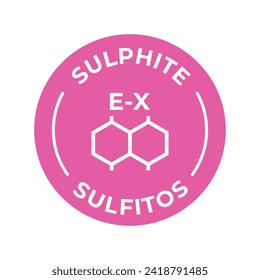 Isolated Vector Logo Badge Ingredient Warning Label. Colorful Allergens icons. Food Intolerance Sulphite. Written in Spanish and English
