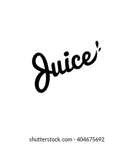 Isolated Vector Logo. Fresh Juice Drop Lettering. Eco Drink Organic Product Simple Flat Text. Black Writing Logotype